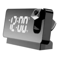 Réveil À Projection Pour Chambre À Coucher, Radio-réveil Numérique Avec Gradateur 0-100 % Et 2 Ports De Charge Usb, Projecteur Rotatif À 180°, Double Alarme, Répétition, Affichage Led Clair