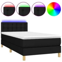 Maison Exclusive - Cama Box Spring Con Colchón Led Tela Negro 90x