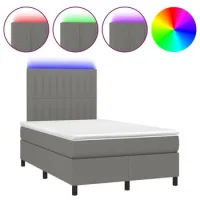 Maison Exclusive - Cama Box Spring Con Colchón Y Led Tela Gris Os