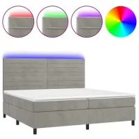 Maison Exclusive - Cama Box Spring Colchón Y Led Terciopelo Gris