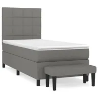 Maison Exclusive - Cama Box Spring Con Colchón Tela Gris Oscuro 9