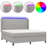 Maison Exclusive - Cama Box Spring Colchón Y Luces Led Tela Gris
