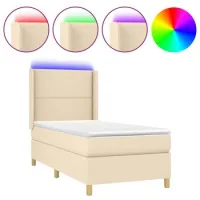 Maison Exclusive - Cama Box Spring Colchón Y Luces Led Tela Crema