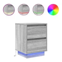 Maison Exclusive - Mesillas De Noche Con Luces Led 2 Uds Gris Son