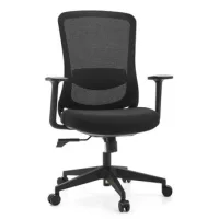 Silla De Oficina / Silla Giratoria Sedito Asiento De Tela / Respaldo De Malla Negra / Negra Hjh Office