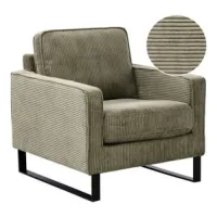 Sillón De Tela De Pana Verde Patas Negras Estilo Retro Vind