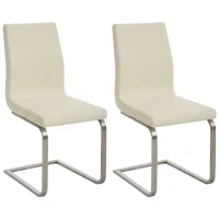 Juego De 2 Sillas De Comedor Belfort Simil Cuero Crema 50x40x90 Cm Clp