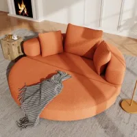 Sofá Cama Plegable - Mueble Modular Para El Salón - Espuma Y Pana - Naranja (173x176x40cm)