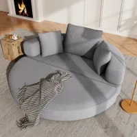 Sofá Cama Modular - Mueble Para Salón Y Dormitorio - Pana Y Espuma - Gris (173x176x40cm)