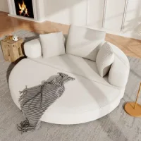Sofá Cama Modular Plegable - Mueble Para Salón - Espuma Y Pana - Beige Claro (173x176x40cm)