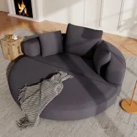 Sofá Cama Modular - Mueble Para Salón Y Dormitorio - Espuma Y Pana - Negro (173x176x40cm)