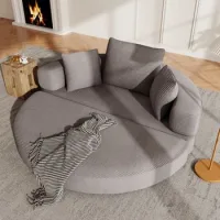 Sofá Cama Modular Plegable - Mueble Para Salón - Espuma Y Pana - Gris Marrón (173x176x40cm)