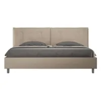 Cama Matrimonial Sin Somier Acolchada 200x210 Cuero Sintético Gris Paloma Appia Large