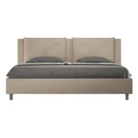 Cama Matrimonial Con Almacenaje Acolchada 200x210  Cuero Sintético Gris Paloma Appia