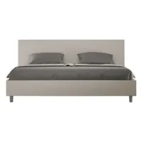Cama Matrimonial Sin Somier Acolchada 200x210 Cuero Sintético Gris Paloma Adele