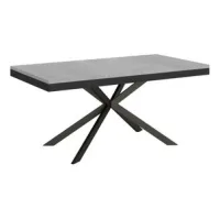 Mesa Extensible 90x160/420 Cm Plaker Evolution Cemento Estructura Antracita