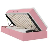 Cama Con Almacenamiento Y Colchón Rosa 90 X 190 Cm Terciopelo Vidaxl