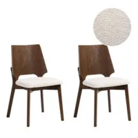 Conjunto De 2 Sillas De Comedor Estilo Retro Asiento Tapizado En Bouclé Marrón Y Beige Claro Abee