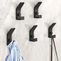 Bunthaus Crochet Mural, 5 Pièces Porte Manteau Mural, Pratique Murale Patères Avec Vis Double Crochet Porte Manteau En Métal Coat Hooks Pour Salle De Bain, Chambre, Armoire (noir)