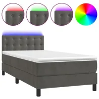 Maison Exclusive - Cama Box Spring Colchón Y Led Terciopelo Gris