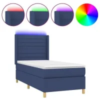 Maison Exclusive - Cama Box Spring Colchón Y Luces Led Tela Azul