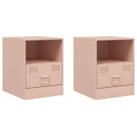 Maison Exclusive - Mesitas De Noche 2 Unidades Acero Rosa 34,5x39