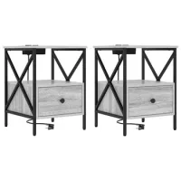 Maison Exclusive - Armario De Noche 2 Uds. Gris Sonoma 41,5 X 40,