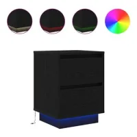 Maison Exclusive - Mesilla De Noche Con Luces Led Negra 38x34x50