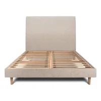 Cama De 90x200 Cm Con Cabecero Tapizado - Tejido Lienzo Mate