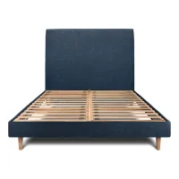 Cama De 180x200 Cm Con Cabecero Tapizado - Tejido Lienzo Mate