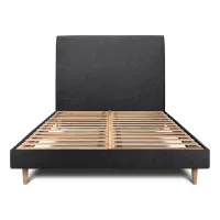 Cama De 140x200 Cm Con Cabecero Tapizado - Tejido Lienzo Mate