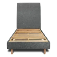 Cama De 140x190 Cm Con Cabecero Tapizado - Tejido Lienzo Mate