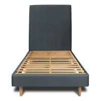 Cama De 140x190 Cm Con Cabecero Tapizado - Tejido De Terciopelo