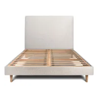 Cama De 150x190 Cm Con Cabecero Tapizado - Tejido Rizado