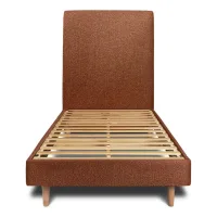 Cama De 135x190 Cm Con Cabecero Tapizado - Tejido Rizado