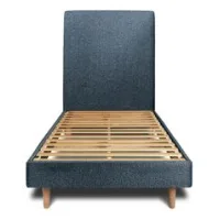 Cama De 140x190 Cm Con Cabecero Tapizado - Tejido Rizado