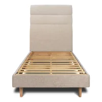 Cama 140x190 Cm Con Cabecero En Línea - Tejido Lienzo Mate