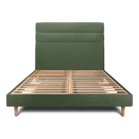 Cama 200x200 Cm Con Cabecero En Línea - Tejido Lienzo Mate