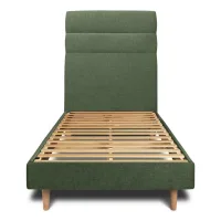 Cama 135x190 Cm Con Cabecero En Línea - Tejido Lienzo Mate