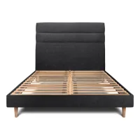 Cama 180x200 Cm Con Cabecero En Línea - Tejido Lienzo Mate