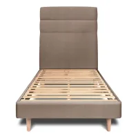 Cama De 140x190 Cm Con Cabecero De Línea - Tejido De Terciopelo