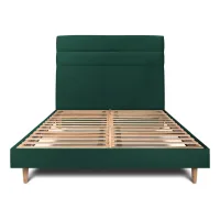 Cama De 140x200 Cm Con Cabecero De Línea - Tejido De Terciopelo