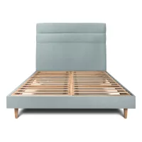 Cama De 150x190 Cm Con Cabecero De Línea - Tejido De Terciopelo