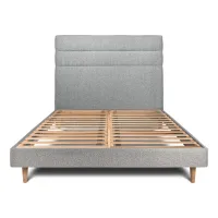 Cama De 90x190 Cm Con Cabecero De Línea - Tejido Rizado