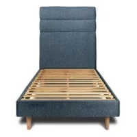 Cama De 140x190 Cm Con Cabecero De Línea - Tejido Rizado