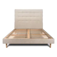 Cama De 200x200 Cm Con Cabecero Tapizado - Tejido Lienzo Mate