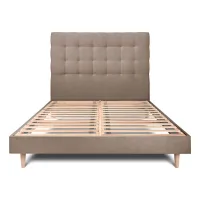 Cama 150x190 Cm Con Cabecero Tapizado - Tejido Terciopelo