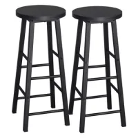 Juego De 2 Taburetes De Bar/bistro - Taburetes De Cocina - Sillas De Comedor - Metal + Mdf - Negro