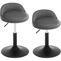 Set 2 Sillones De Maquillaje - Terciopelo Y Metal - Taburete Para Tocador - Taburete Giratorio Regulable En Altura (42,5-58 Cm) - Gris Oscuro - Woltu