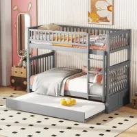 Literas 2 X 90 X 200 Cm + Cama Nido 90 X 190 Cm - Madera Mdf - Gris - Anthony